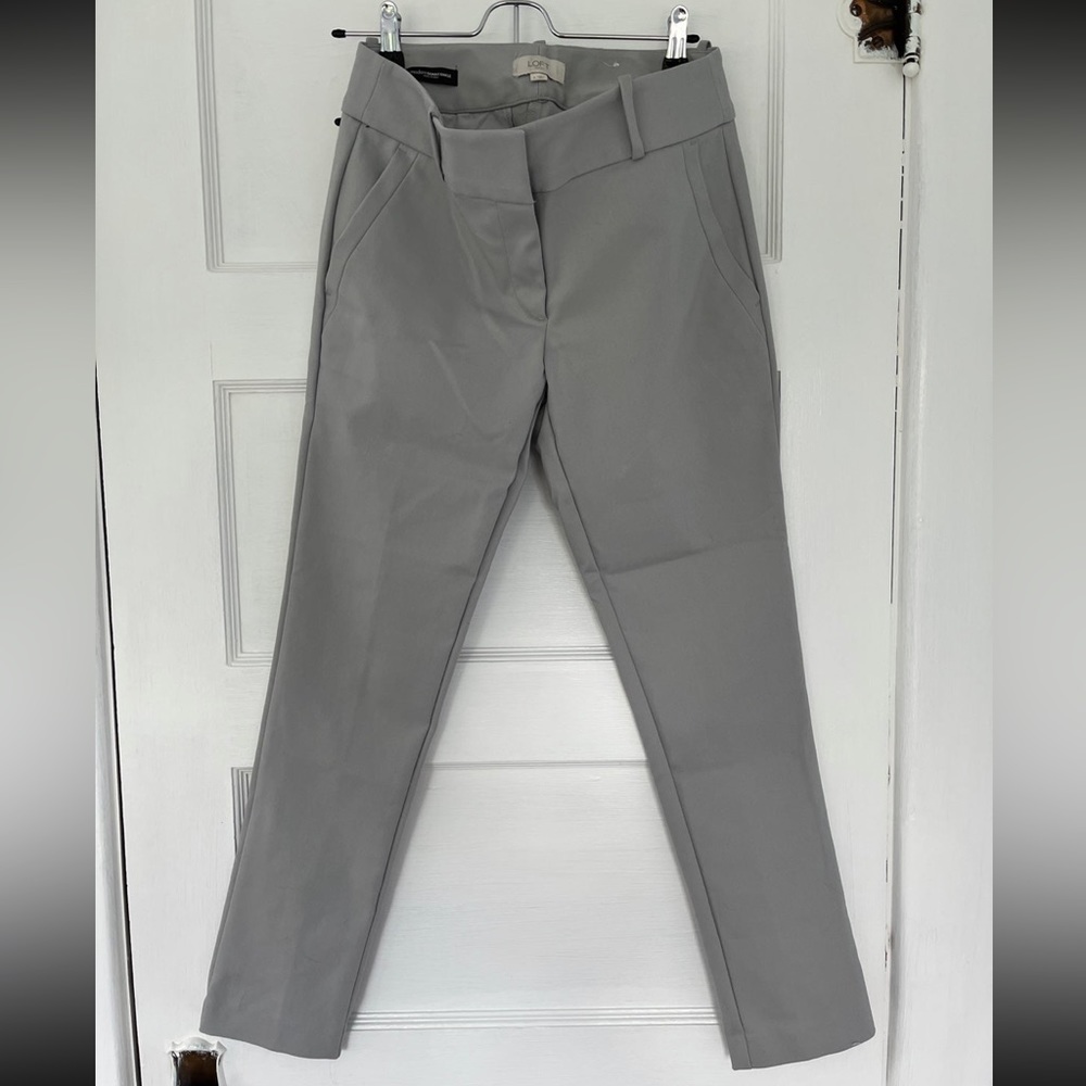 LOFT Light Gray Skinny Ankle Dress Pants